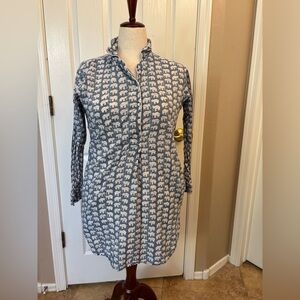 Pax Philomenia Blue Éléphant Nightgown in Women’s Small 100% Cotton Voile